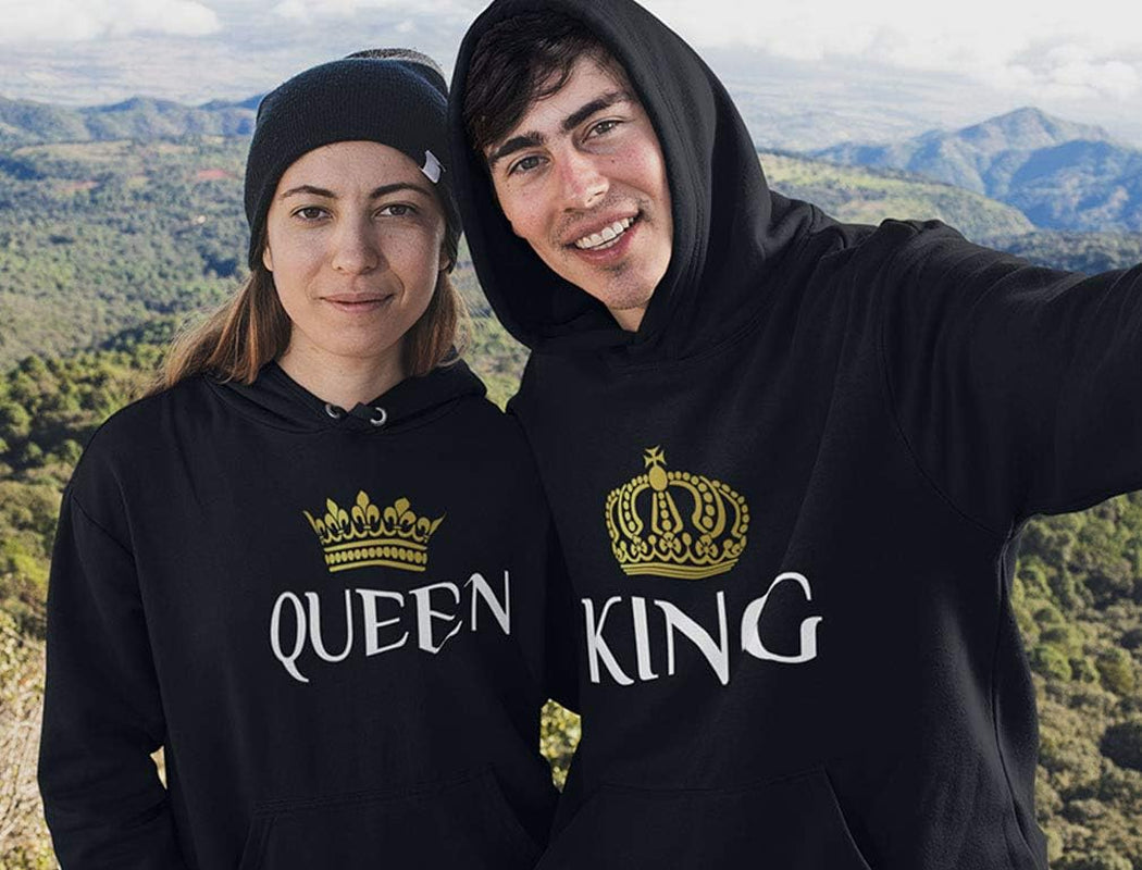 King and Queen Matching Hoodies for Couples Gifts for His & Hers Boyfriend Girlfriend Wife Husband Couple Hoodie Set