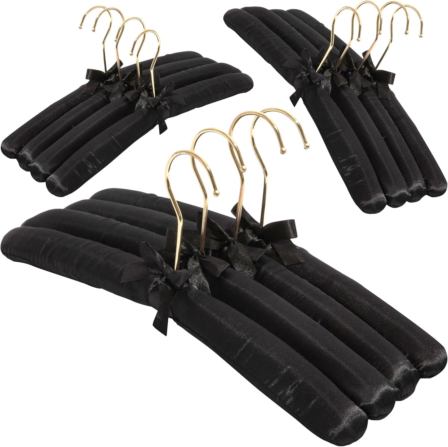 Padded Clothing Fabric Hangers for Women Clothing - Set of 12 Premium Coat Hangers for Closet, Bride Hanger for Wedding Dress, Sweater Hangers - Black